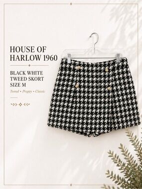 House of Harlow 1960 Black White Tweed Skort Size M